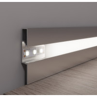 Алюмінієвий плінтус прямий з LED підсвічуванням Profilpas Prolight Metal Line 89/6L