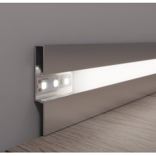 Алюмінієвий плінтус прямий з LED підсвічуванням Profilpas Prolight Metal Line 89/6L
