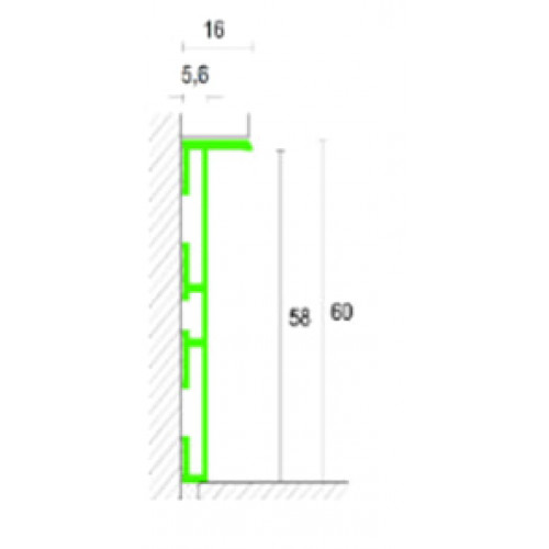 Плінтус прихованого монтажу алюмінієвий 60мм Анодований