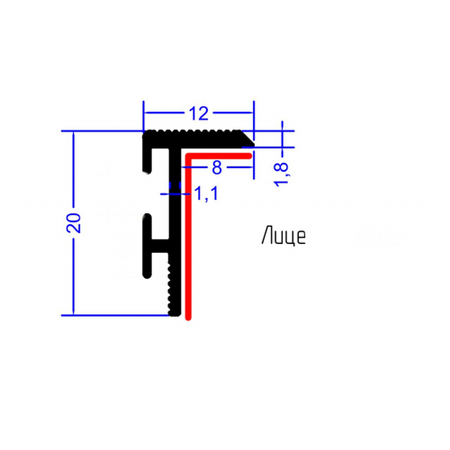 Алюмінієвий плінтус прихованого монтажу під гіпсокартон 20 мм ALU-S2012 RAL