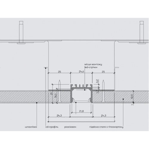 Профіль для лінійного підсвічування 21мм