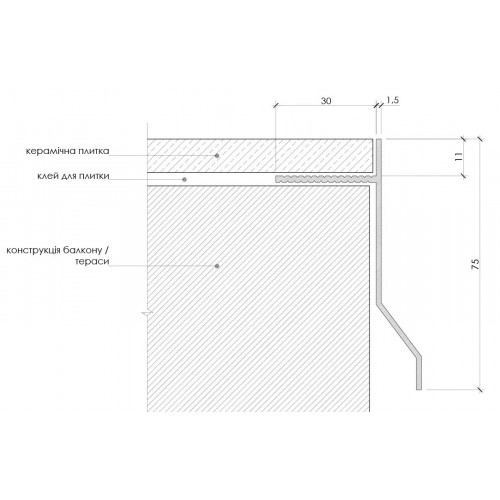 Профіль-крапельник алюмінієвий для балкона та тераси