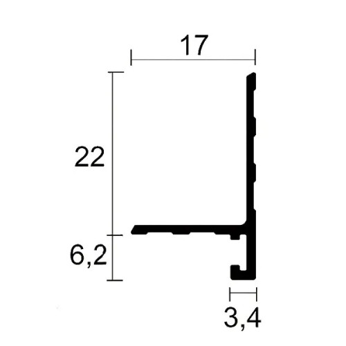 Мікроплінтус алюмінієвий профільний 17мм (під пружинку) Анод