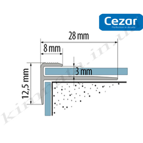 Профіль алюмінієвий Cezar CL3LVT срібло LVT-SPC 3мм для сходів