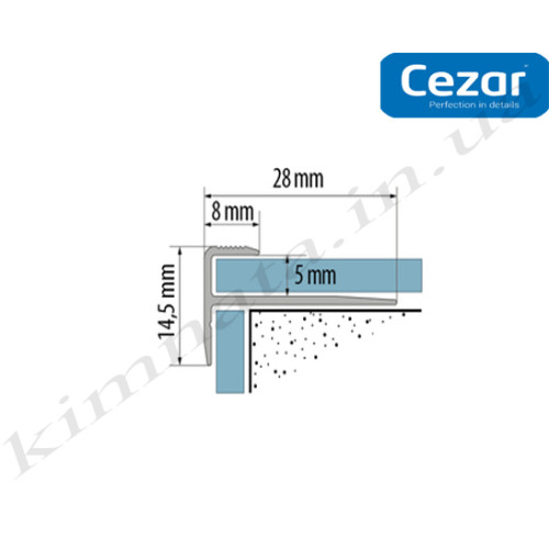Профиль алюминиевый Cezar CL5LVT серебро LVT-SPC 5мм для лестниц