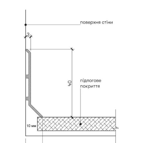 Плінтус алюмінієвий накладний 40 мм (Р-3-40) RAL