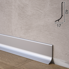 Плінтус алюмінієвий накладний плоский 40 мм Анод (17мм)