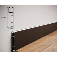 Плінтус алюмінієвий накладний LED 50х12х2500 мм з LED ↑