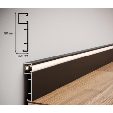 Плінтус алюмінієвий накладний LED 50х12х2500 мм з LED → 