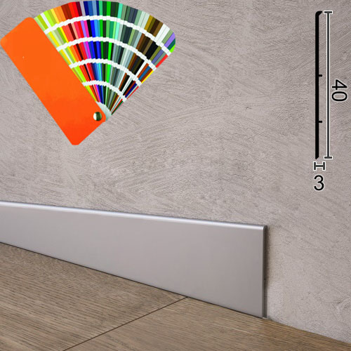 Плінтус алюмінієвий накладний ультра-тонкий 40 мм S102