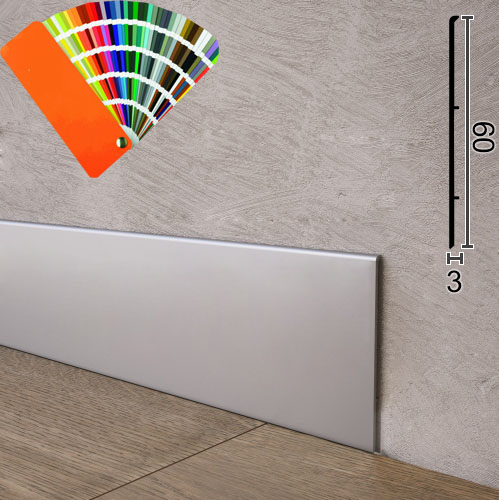 Плінтус алюмінієвий накладний ультра-тонкий 60 мм S102