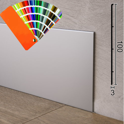 Плінтус алюмінієвий накладний ультра-тонкий 100 мм S102