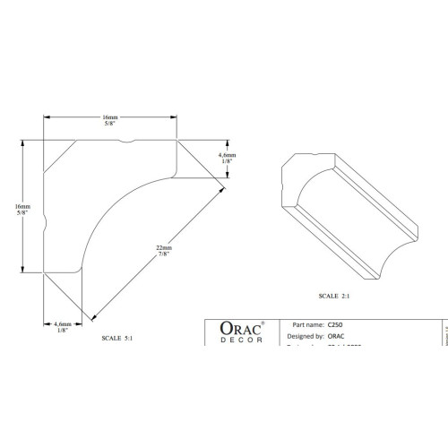 Декоративний гибкий карниз Orac Decor C250 Flex