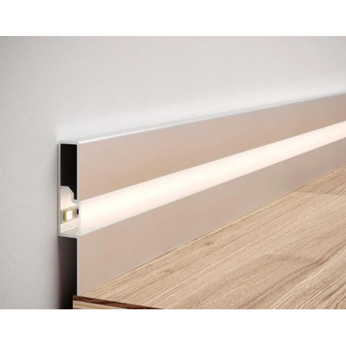 Алюмінієвий плінтус прямий з LED підсвічуванням LED60 (+розсіювач) RAL