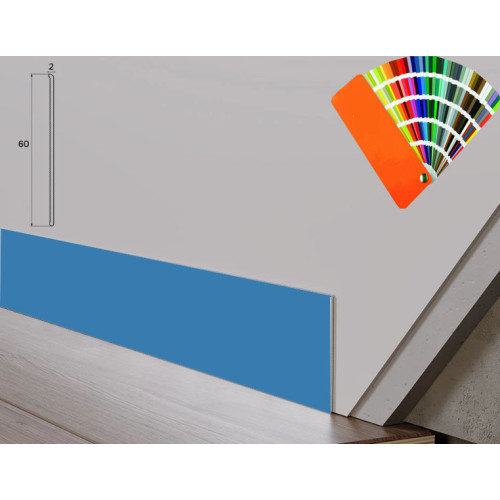 Плінтус алюмінієвий накладний ультра-тонкий 60 мм (смуга) RAL