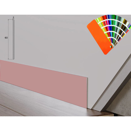Плінтус алюмінієвий накладний ультра-тонкий 60 мм (смуга) RAL