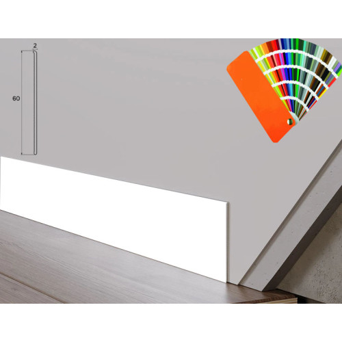 Плінтус алюмінієвий накладний ультра-тонкий 60 мм (смуга) RAL