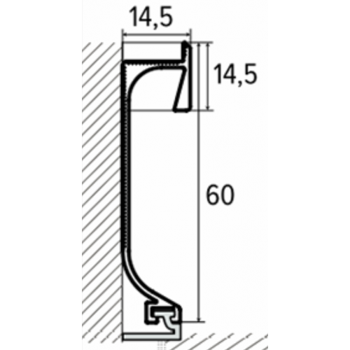 Алюмінієвий плінтус прихованого монтажу з LED підсвічуванням 60 мм (Анодований)