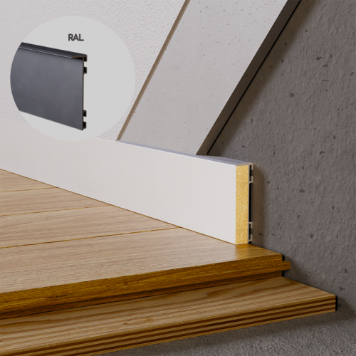 Алюмінієвий плінтус прихованого монтажу 60мм RAL ALU-S6015