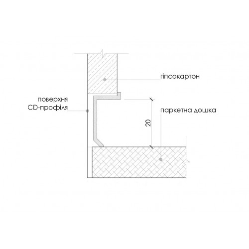 Плінтус алюмінієвий тіньового шва 20 мм (P-1-20A)