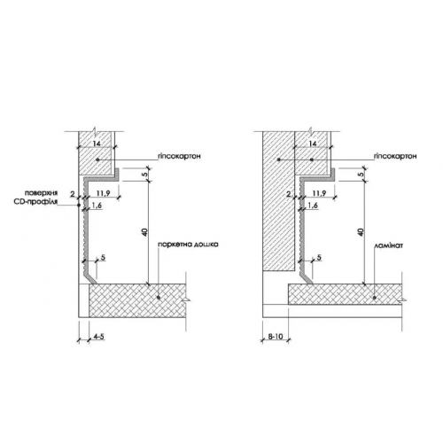 Плинтус алюминиевый скрытого монтажа 40 mm (Р-1-40А)