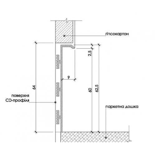 Плінтус алюмінієвий прихованого монтажу 60 мм (P-4-60A)