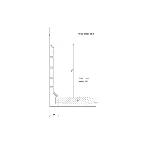 Плінтус алюмінієвий накладний 60 мм (Р-3-60А)